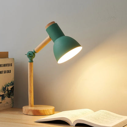 Eye Protection Small Table Lamp - Cute Macaron Wood Desk Lamp for Bedroom No Bulb