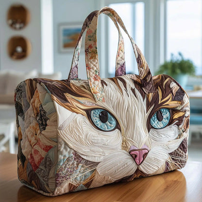 Soft Unisex Travel Tote - Quilted, Cat-Embroidered Fabric, For Beach, Hiking, Camping