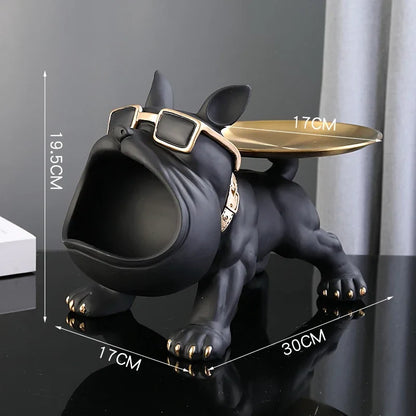 Dog Statue 30cm Bulldog Figurine Storage Box Resin Home Decor Fall 2025 Organizer Gift Idea