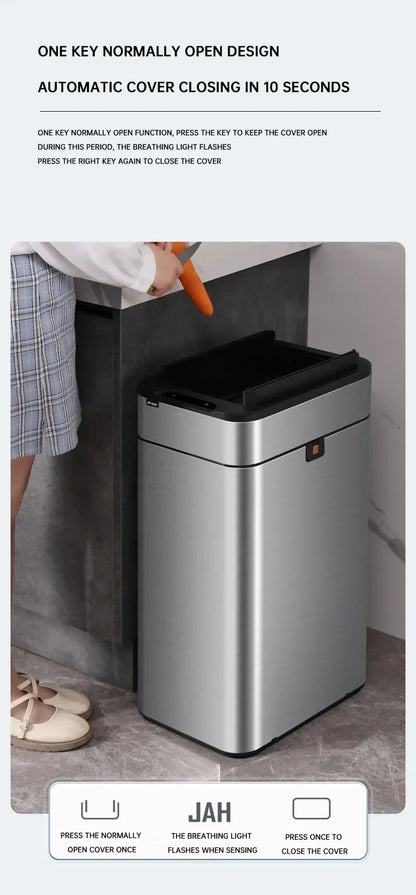 Trash Can 20L Stainless Steel Sensor Kitchen Bin Hands Free