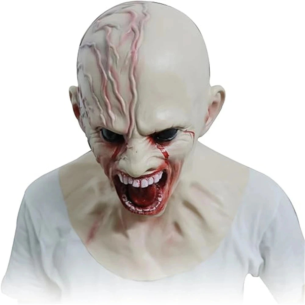 Griezelig latex zombiemasker dat het hele gezicht bedekt, horrormasker voor volwassenen, cosplayrekwisiet voor Halloweenfeesten, geïnfecteerd kostuum 2026