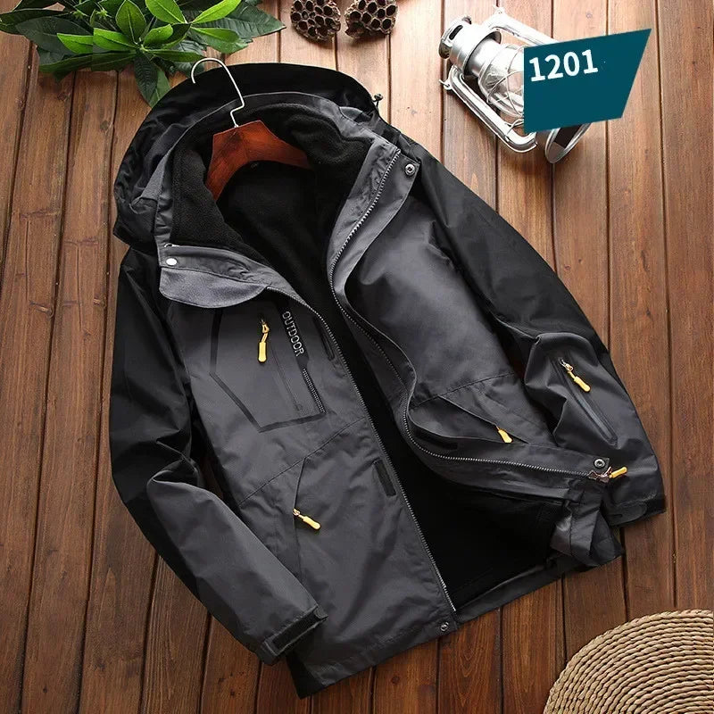 Chaqueta impermeable 2 en 1 para hombre - Softshell con forro polar para senderismo