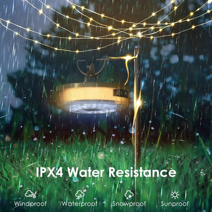 2-in-1 LED Reel Camping String Light – USB Rechargeable Portable Atmosphere Lantern Garden Tent Decor 2026