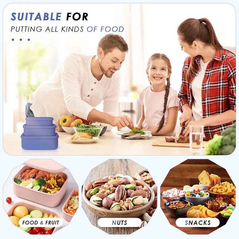 BPA-Free Leak-Proof Silicone Bento Lunch Box - Reusable Meal Prep Container for Kids & Adults