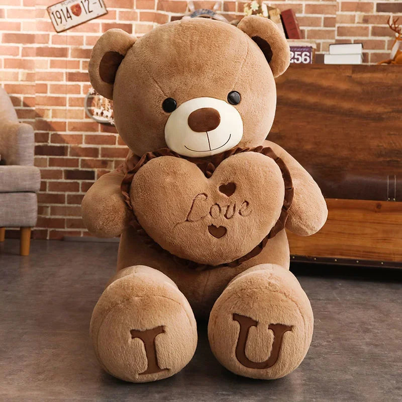 Oso de peluche gigante con corazón de amor, regalo de cumpleaños y aniversario