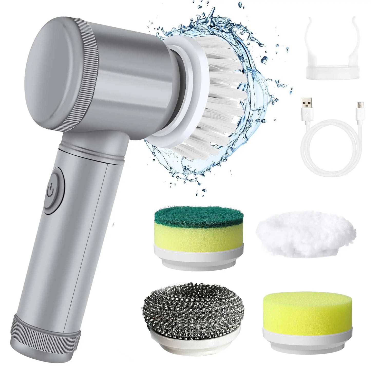 Cordless Electric Spin Scrubber Brush - 5 in 1 Household Cleaning Tool for Kitchen & Bathroom