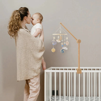 Wooden Baby Mobile Crib Arm Holder Newborn Sensory Toys