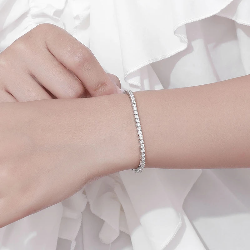 Moissanite 2mm tennisarmbånd i sterlingsølv hvitt