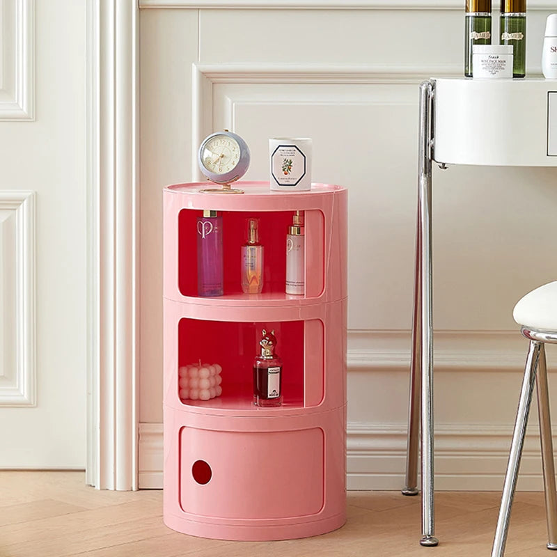 Vibrant Round Nightstand with Stylish Chest of Drawers for Bedroom Organization