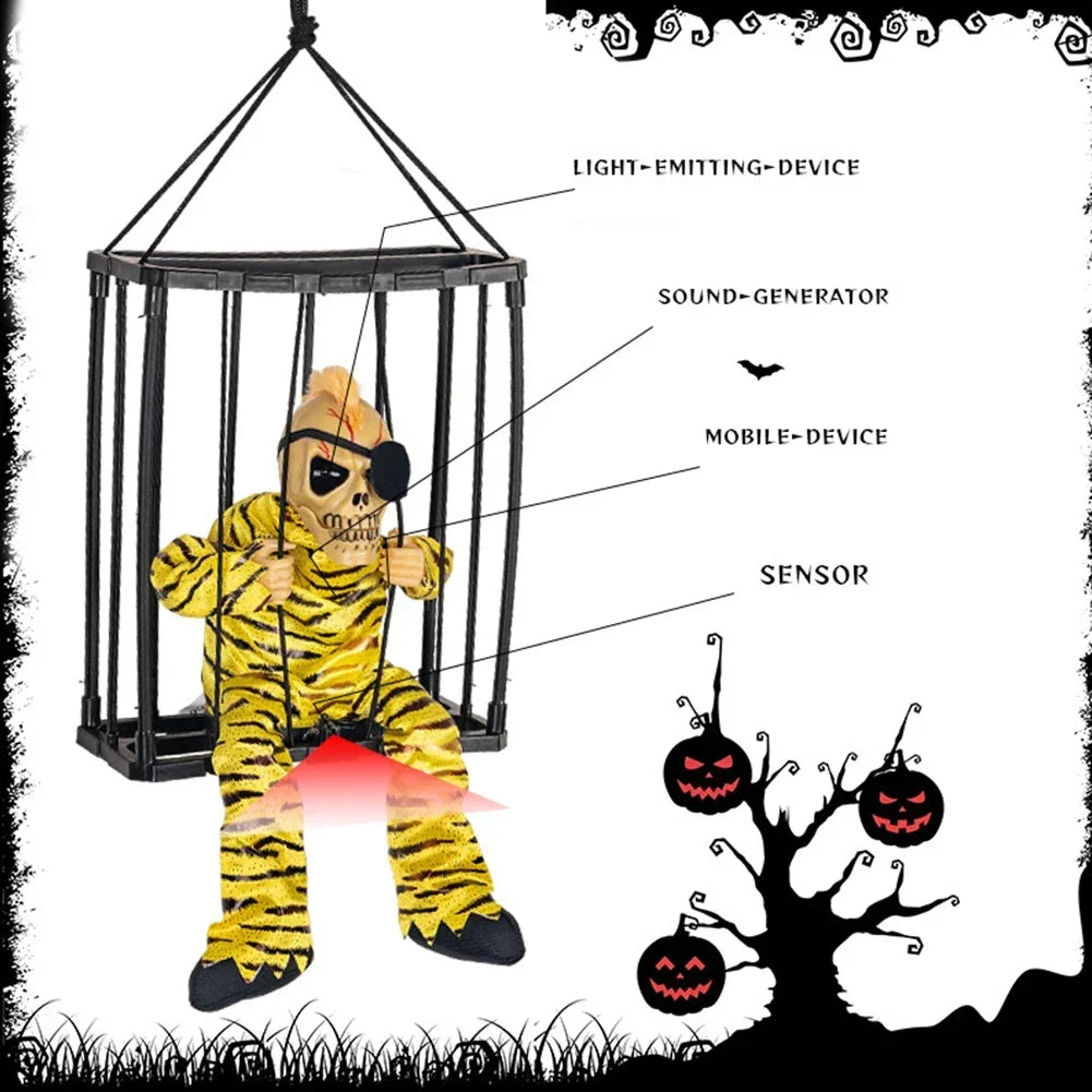 Halloween kraniedekoration hængbar fangebur rekvisit efterår 2025 uhyggelig indendørs hængende dekoration klar til ophængning