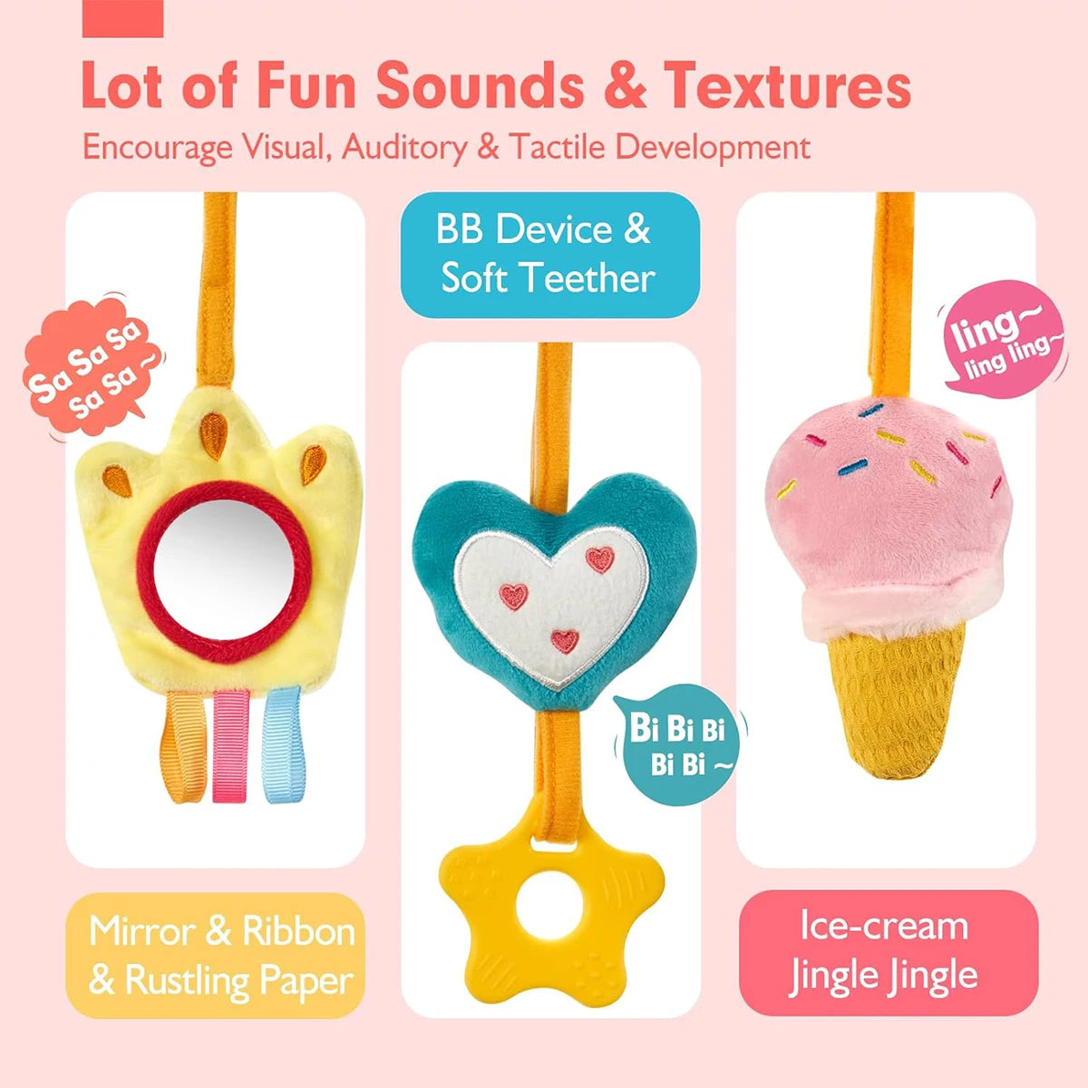 Soft Giraffe Baby Rattle Hanging Plush Newborn Sensory Toys