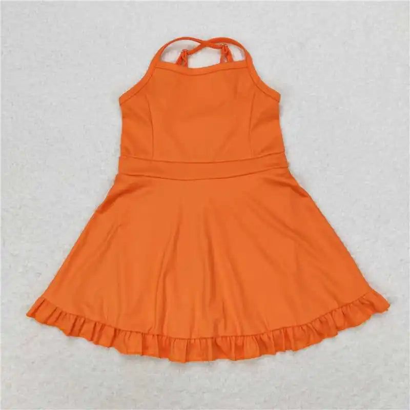 Soft girls' knit dress – knee-length, cotton-elastane, casual wear for active play