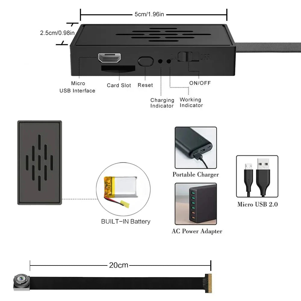 1080P Mini Kamera Trådlös WiFi Videokamera, Rörelsedetektering, Fjärrvy, P2P-stöd, Inbyggt Batteri