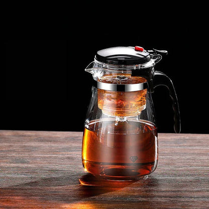 Heat Resistant Glass Teapot With One Click Filter Tea Maker