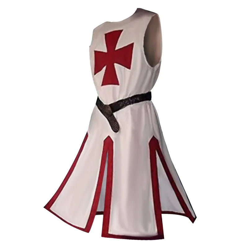 Knights Templar Crusader Cosplay Costume - Authentic Tunic & Cape Set for Halloween, Renaissance Fairs, and Historical Reenactments