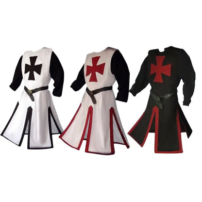 Costume de cosplay des Chevaliers Templiers Croisés - Ensemble authentique de tunique et de cape pour Halloween