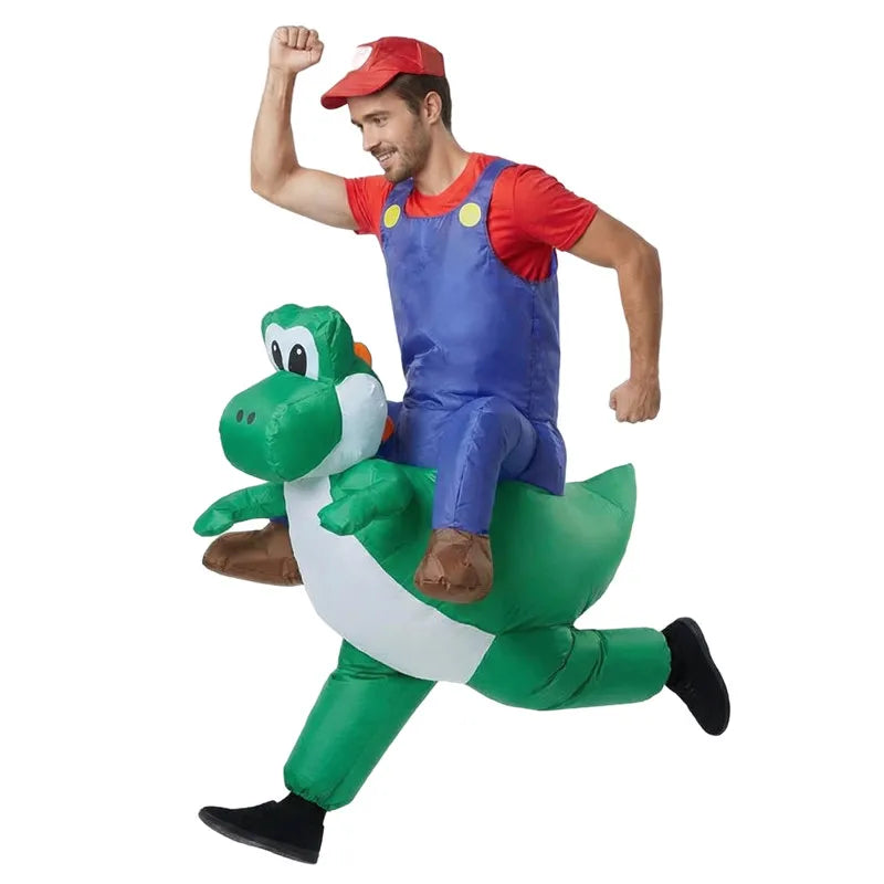 Opblaasbaar Halloween-cosplaykostuum voor volwassenen en kinderen als loodgieterdinosaurus, voor feest, optreden en carnaval 2026