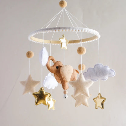 Wooden Felt Animal Crib Mobile With Soothing Calming Music