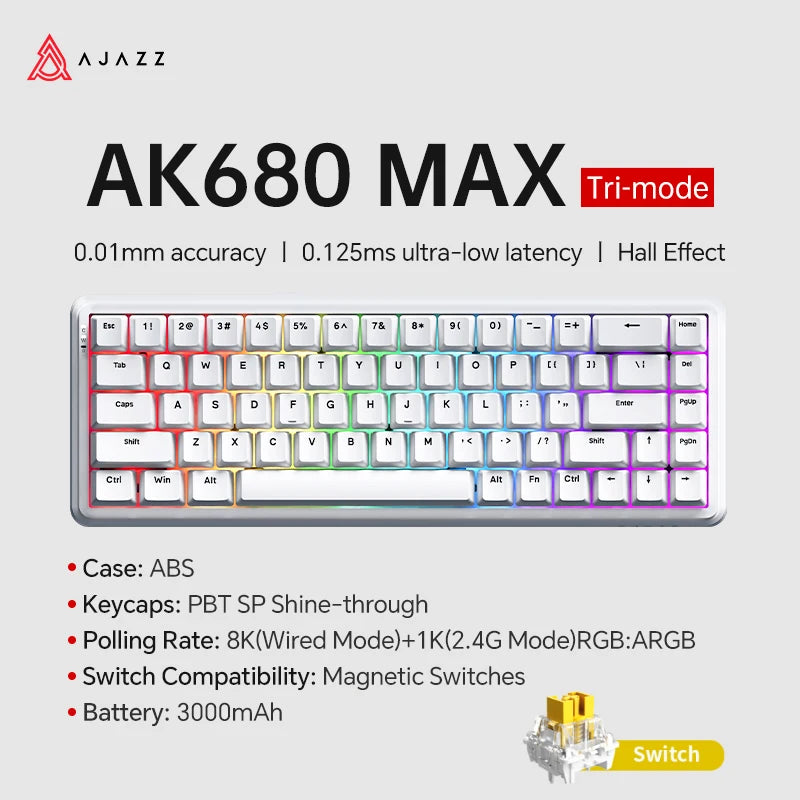 Teclado Mecánico Sixty Mini Inalámbrico ARGB Magnético Hall