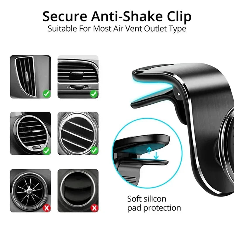 Magnetic Car Phone Holder Air Vent Clip Mount - Universal Car Accessories for iPhone, Samsung