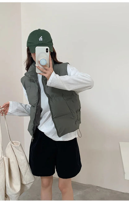 Lightweight Women's Down Vest - Cropped Boxy, Duck Fill