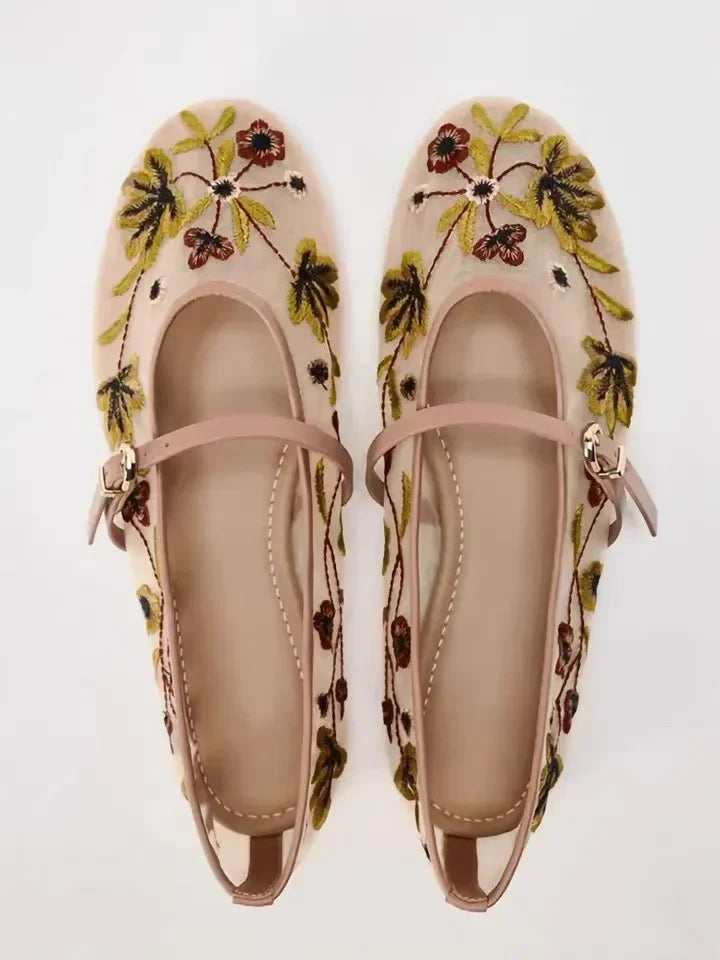 Breathable Womens Ballet Flats - Mary Jane, Mesh, Summer
