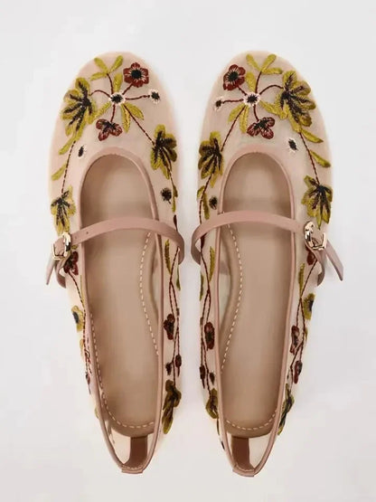 Breathable Womens Ballet Flats - Mary Jane, Mesh, Summer