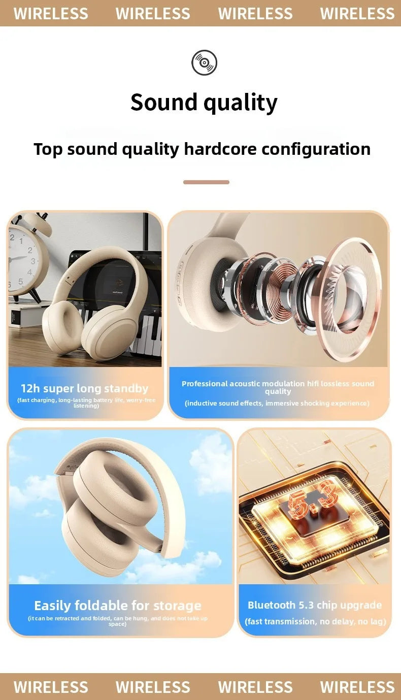 Wireless Bluetooth Headphones Over Ear Noise Cancelling