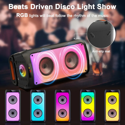 Bluetooth Speaker Karaoke Machine With 2 Microphones And LED Lights Home Party Sound System Fall 2025