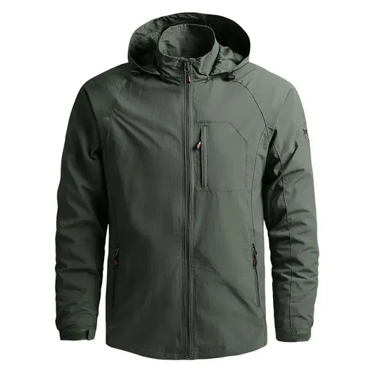 Waterproof Men Jacket- Hooded Windbreaker Polyester Camping
