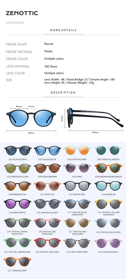 Polarized Sunglasses Round Retro Unisex Eyewear Summer 2026 Trend UV400 Protection