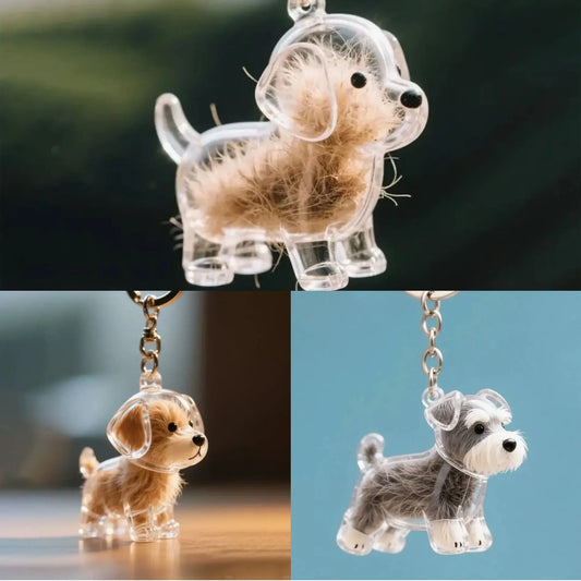 Dog Hair Keepsake Keychain Pendant Clear Resin Charm