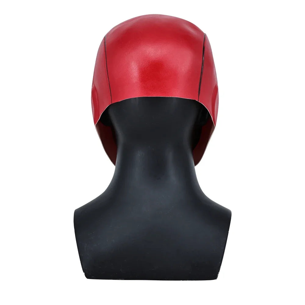 Red Hood Superhero Latex Helmet Full-Face Cosplay Mask for Adults Halloween 2026