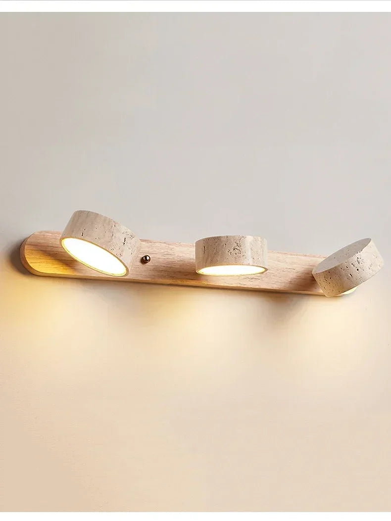 Japandi Wabi Sabi Round LED Wall Light With Mirror Bathroom