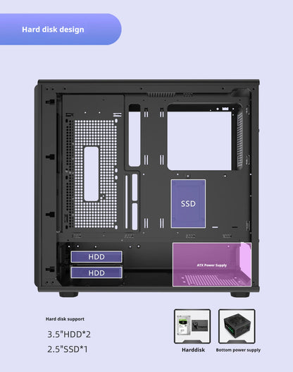 Boîtier PC avec côté en verre Support ATX M ATX ITX Radiateur 360mm