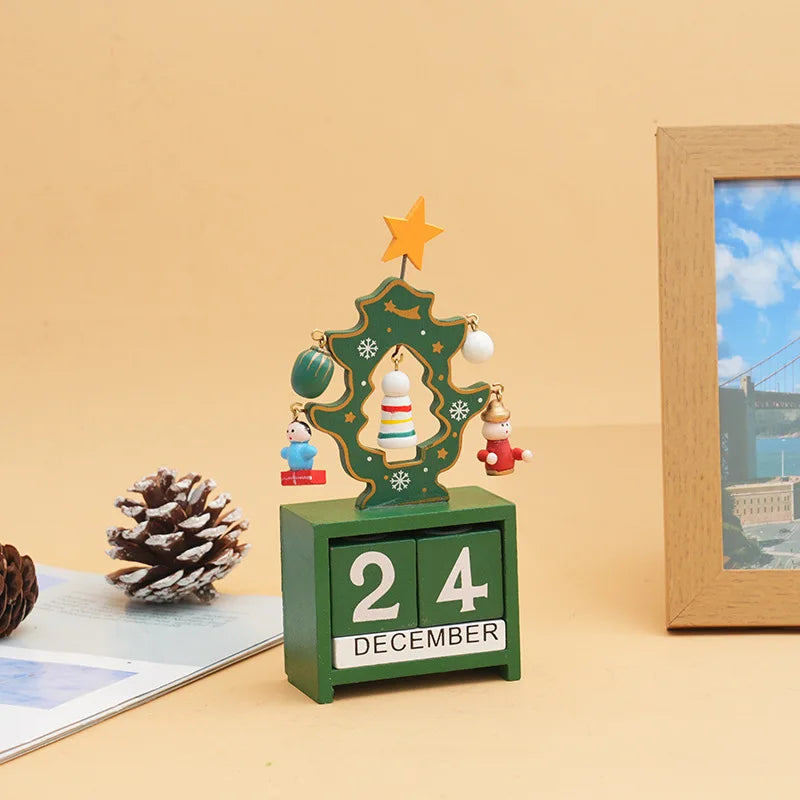 Adorno de calendario de cuenta regresiva de madera para Navidad, decoración de mesa