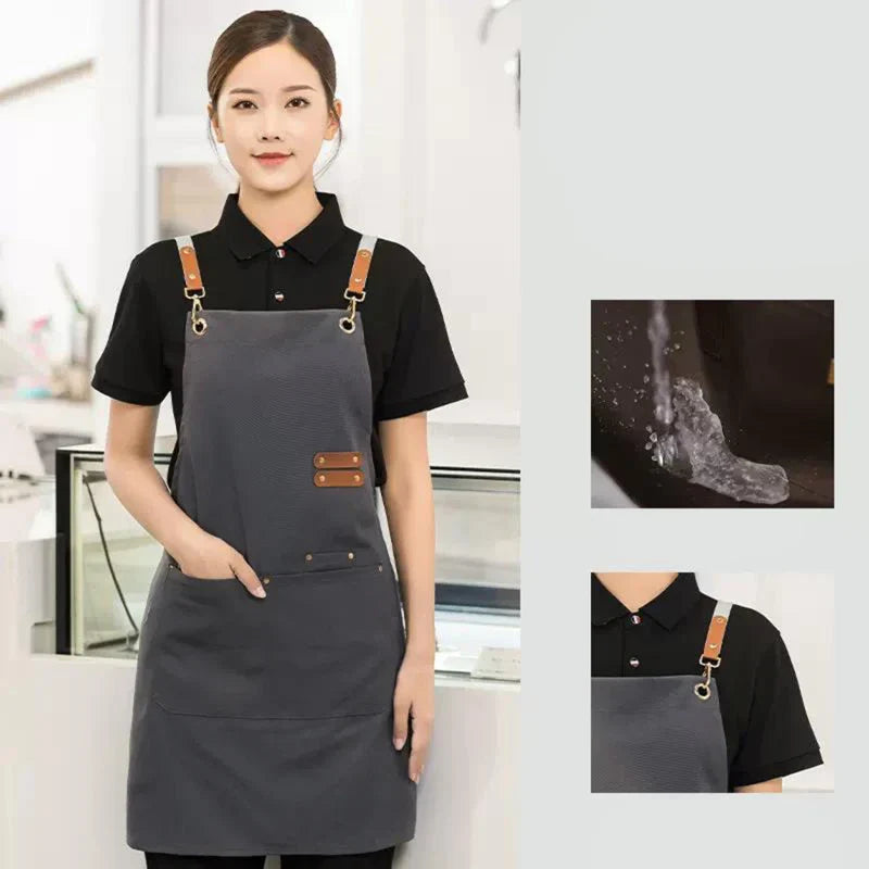 Canvas Apron Waterproof Bib Professional Cafe Catering Apron Fall 2025 Water Resistant Durable