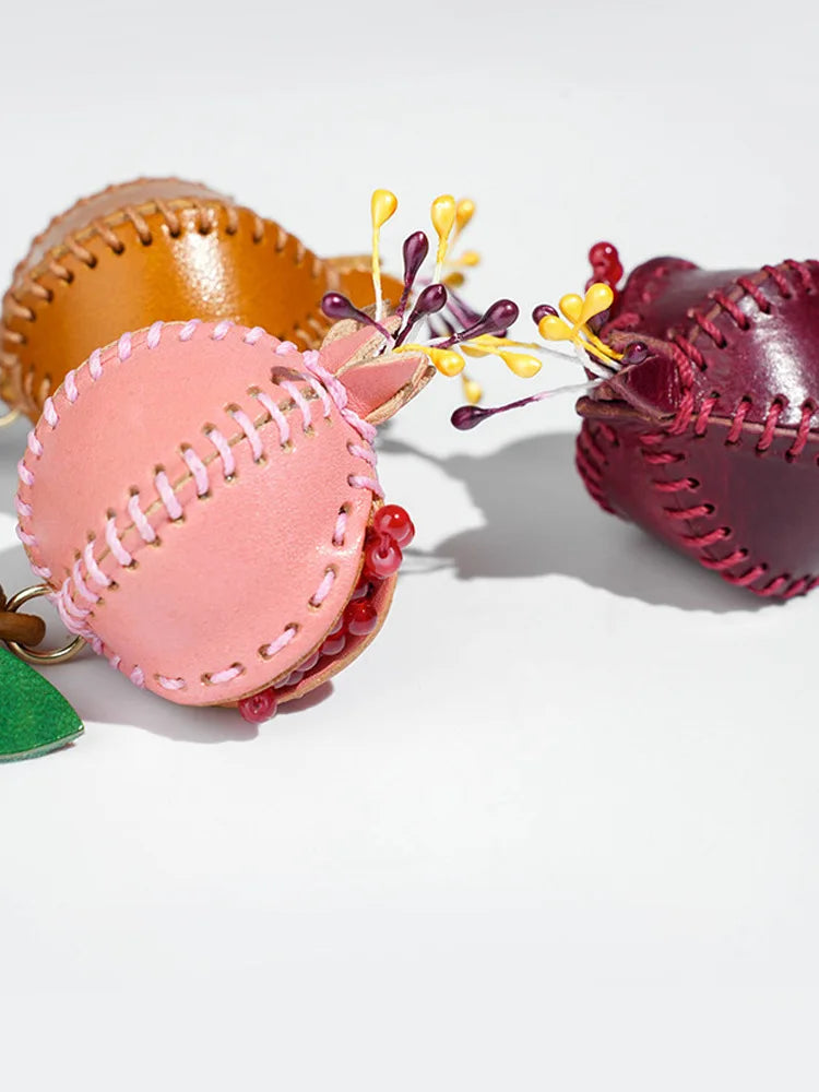 Portachiavi in pelle con ciondolo melograno per borsa e decorazione auto
