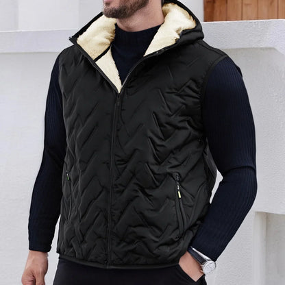 Insulating Mens Down Vest - Quilted, Shearling Travel