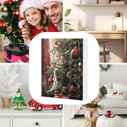Calendario de Adviento de Gato 24 Días Adornos de Árbol Navidad