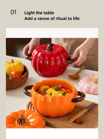 Keramische Soepketel Pompoendeksel Porselein Groot Herfst 2025