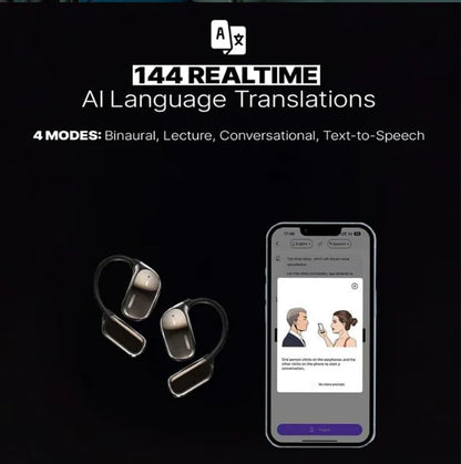 AI Translation Open Ear Earbuds With LCD Touch Screen