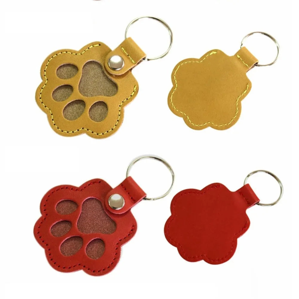 Nyckelring för djurhår med tassberlock PU-läder hårhållare