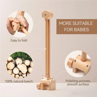 Wooden Crib Mobile Bracket Newborn Sensory Toys Soothing