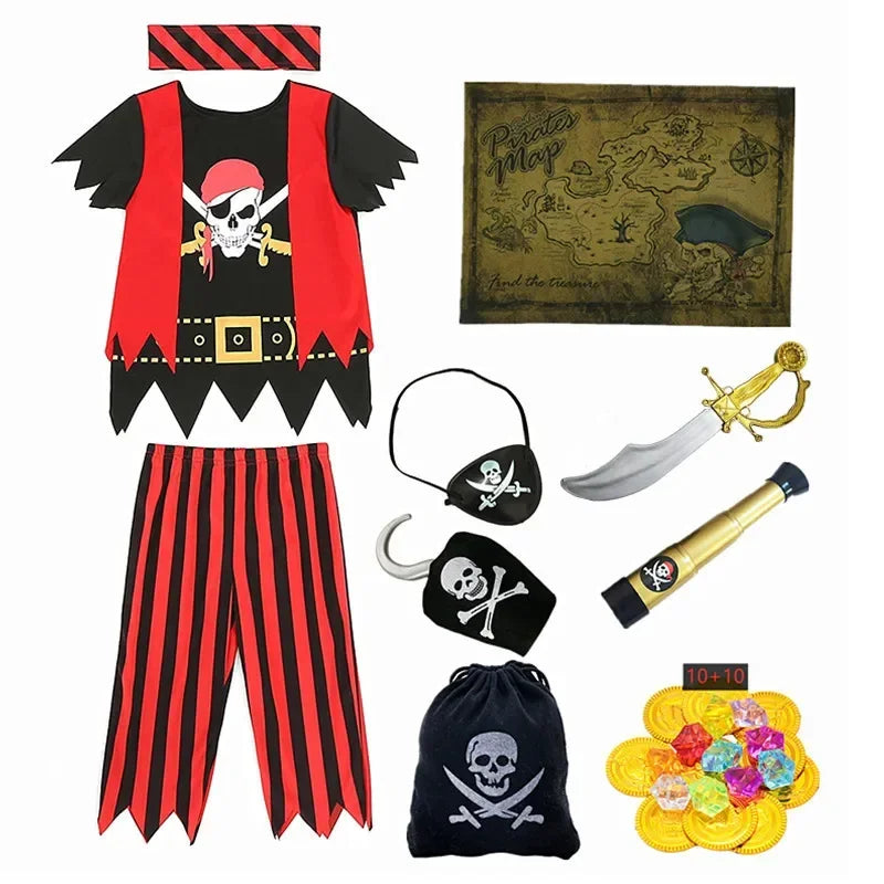 Variant image for Deluxe Pirate Costume for Kids with Accessories - Complete Pirate Outfit for Role Play and Themed Parties-6