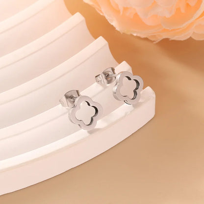 Set de pulseras de acero inoxidable con flor de trébol, regalo dorado