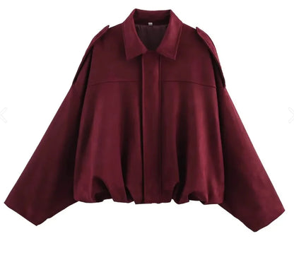 Oversized Women’s Bomber Jacket - Boxy, Velvet, Autumn