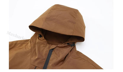 Chaqueta impermeable para hombre para senderismo - Poliéster con capucha extragrande