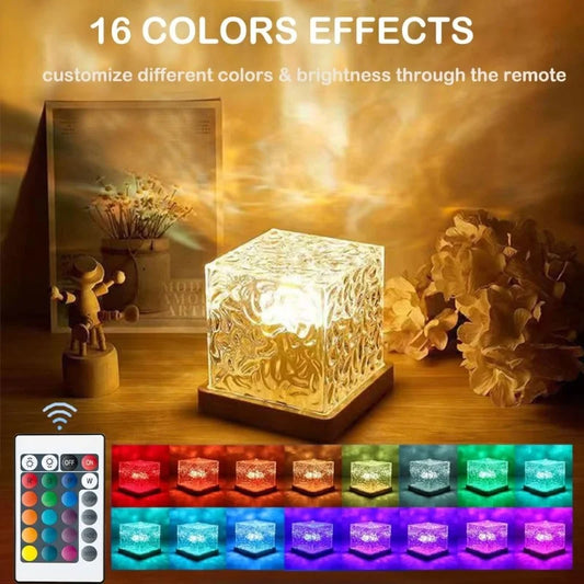 Rotating Water Ripple Night Light Projector 16 Colors – Flame Crystal Ambient Lamp Home Decor 2026