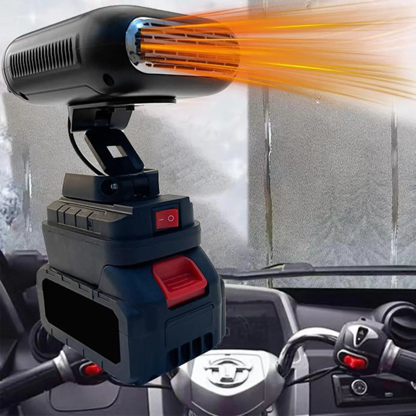 Autoheizung 12V Tragbarer Enteiser mit 90° Drehbarem Lüftungsauslass, Windschutzscheiben-Entfroster für Winterfahrten, Doppelter USB-Anschluss